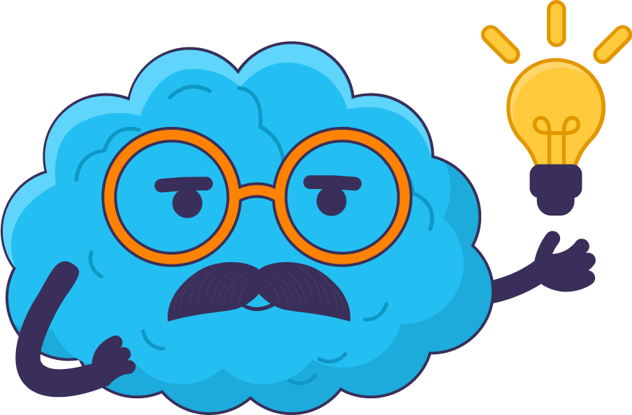 mustached brain vector with an idea